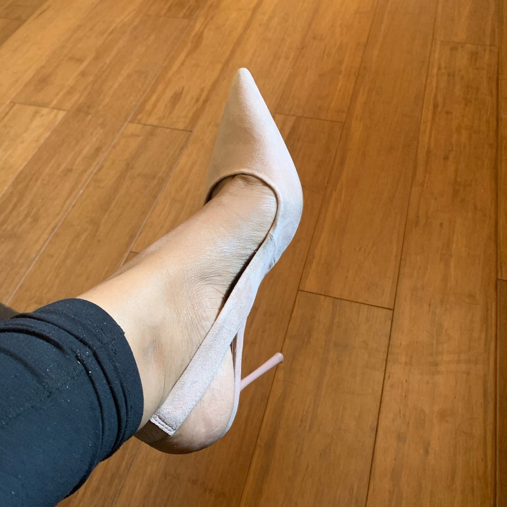 Pink suede heels